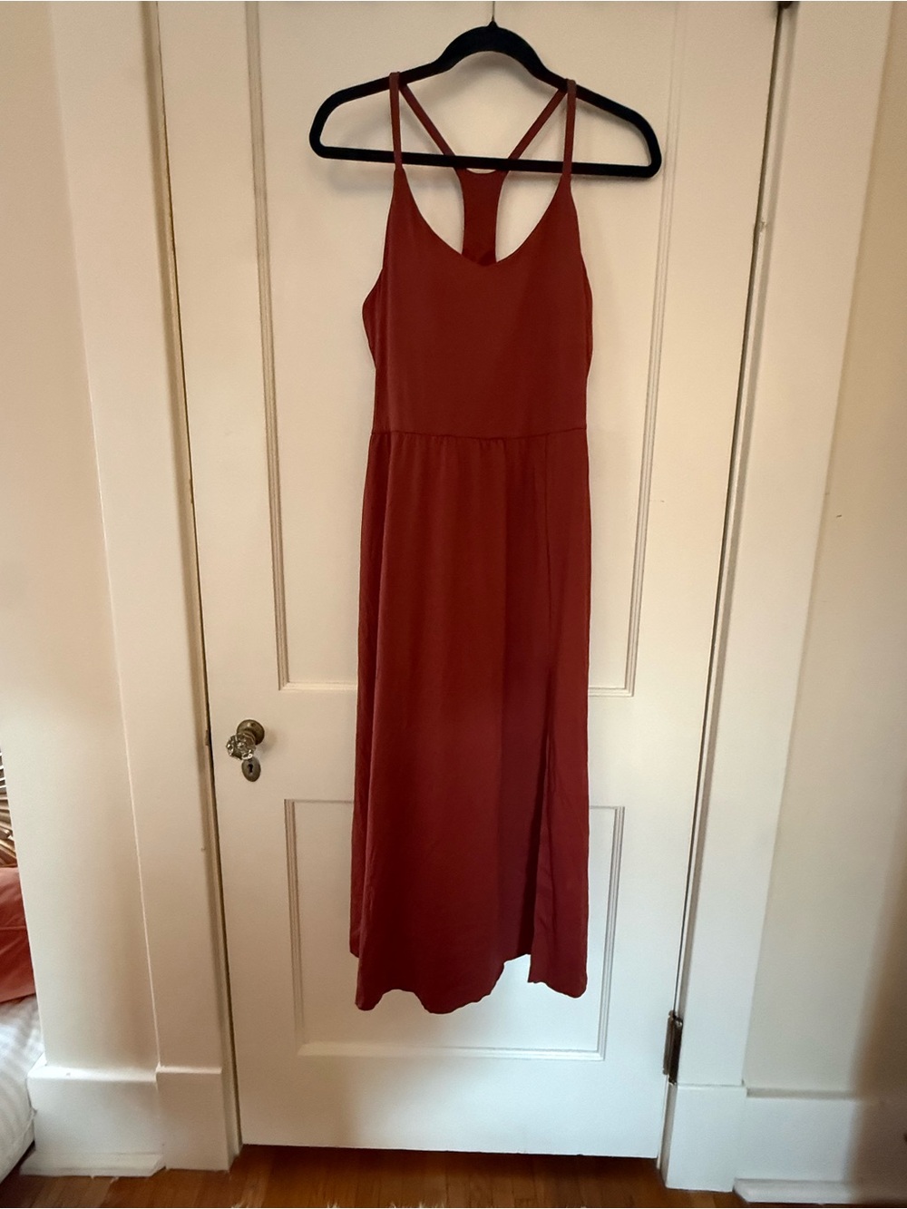 HALARA Women's Maxi Dress in Wine Red with Slit - Picture 2 of 6